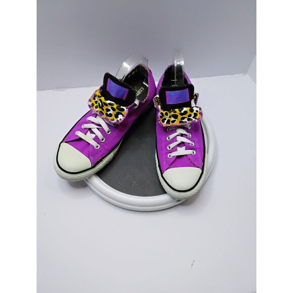 Converse Chuck Taylor All Star Purple Sneakers With Leopard Print Accents Womens - Picture 2 of 7